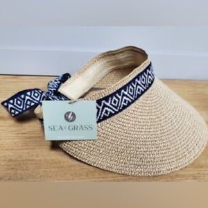 New unopened Sea & Grass Straw Visor sunhat With Ribbon